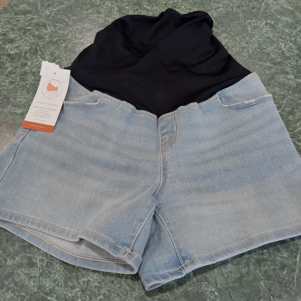 Isabel Maternity Midi Shorts Women Size 2 Over The Belly 4.5" Inseam Crossover